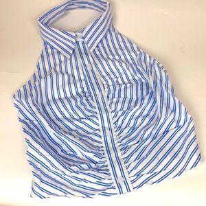 Milk & Honey halter top blue and white striped NWT size XS lightweight & cool